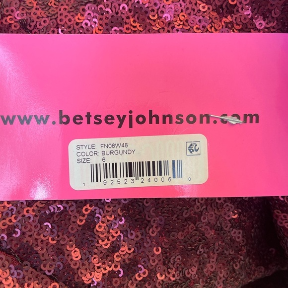 Betsey Johnson Sequin Shift Dress Cocktail Holiday Cranberry Burgundy Wine NWT - Picture 5 of 5